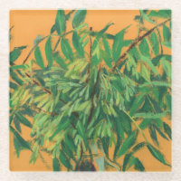 Frêne, verdure estivale jaune vert art floral
