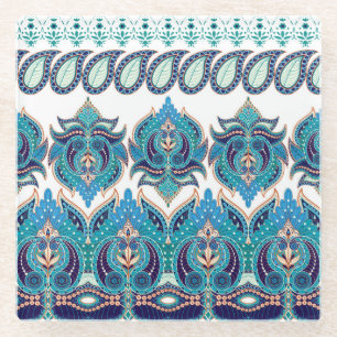 Dessous-de-verre En Verre Frontières florales ornées : Conception de Paisley