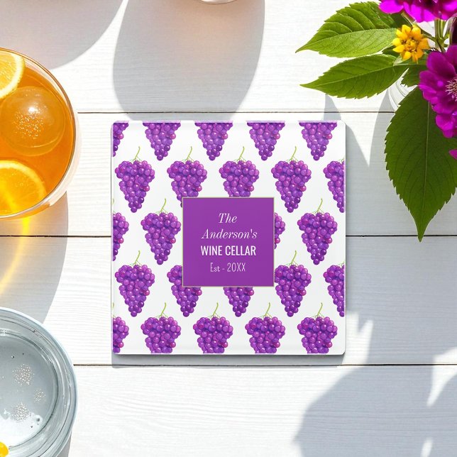 Dessous-de-verre En Verre Fruits blancs violets Raisins Vin Motif (Créateur téléchargé)