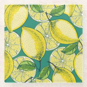Dessous-de-verre En Verre Fruits de citron Vintage Illustration transparente