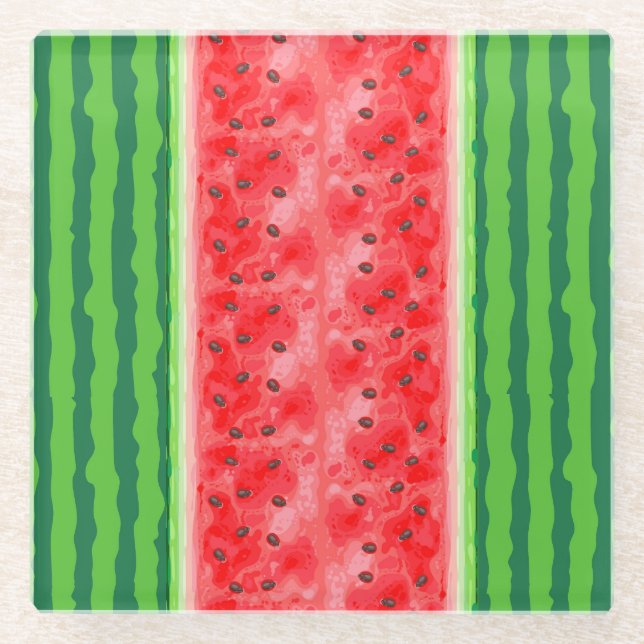 Dessous-de-verre En Verre Fruits d'été frais de pastèque (Devant)