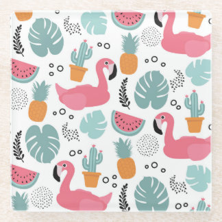 Dessous-de-verre En Verre Fruits tropicaux : motif répétitif.