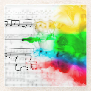 Dessous-de-verre En Verre Fumée arc-en-ciel sur la feuille de musique