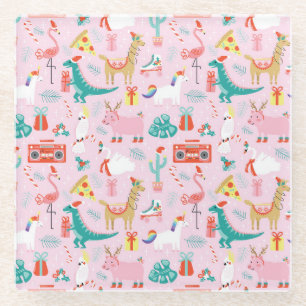 Dessous-de-verre En Verre Fun de Noël : Animal Motif sans Seamless.