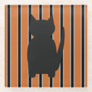 Dessous-de-verre En Verre Fun et Fun Halloween Noir Silhouette Chats