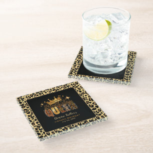 Dessous-de-verre En Verre Fun Leopard Anniversaire Reine Cinquante Anniversa