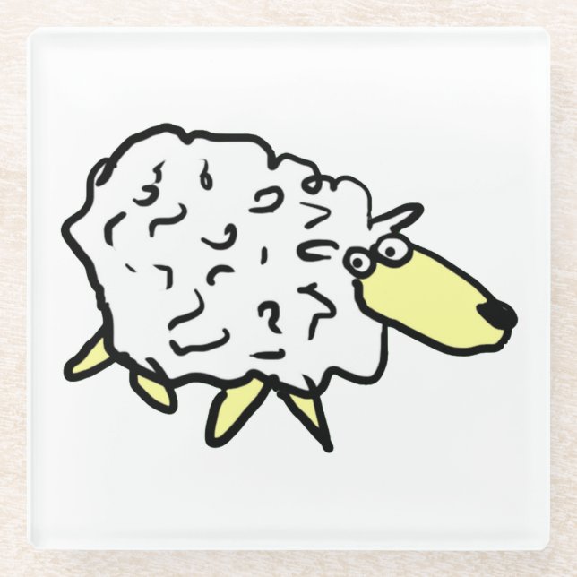 Dessous-de-verre En Verre Fun Sheep (Devant)
