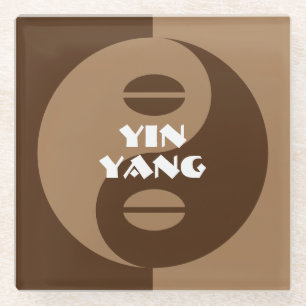 Dessous-de-verre En Verre Funky brun Yin Yang logo de la fève de café person
