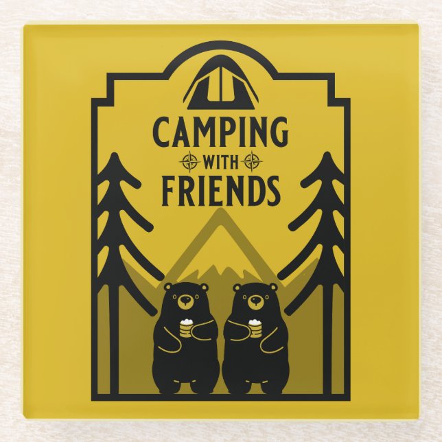 Dessous-de-verre En Verre Funny Bear Camp Adventure Canada (Devant)