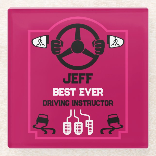 Dessous-de-verre En Verre Funny Driving Instructor Gift (Devant)