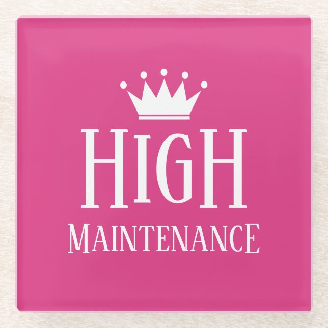 Dessous-de-verre En Verre Funny High Maintenance diva princesse couronne (Devant)