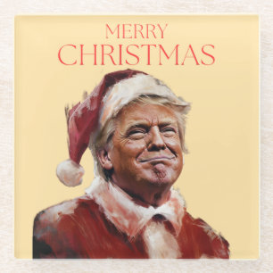 Dessous-de-verre En Verre Funny Trump Santa Claus Carte de Noël