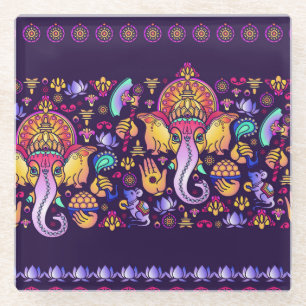 Dessous-de-verre En Verre Ganesh Hindu God : Festive sans fil