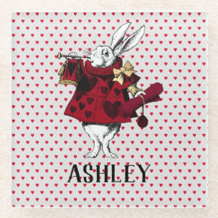 Dessous-de-verre En Verre Garbe blanc lapin Queens personnalisé