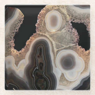 Dessous-de-verre En Verre Géode de marbre noir Géode Faux Dessous de verre e