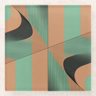 Dessous-de-verre En Verre geometrical shapes retro vintage terracotta green