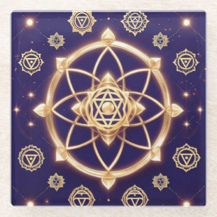 Dessous-de-verre En Verre Géométrie Céleste de Lumière — Motif Sacré