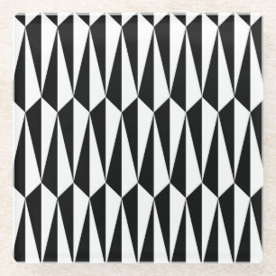 Dessous-de-verre En Verre géométrique du milieu du siècle, noir et blanc