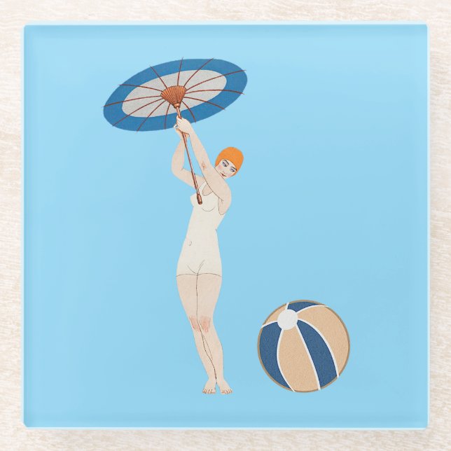 Dessous-de-verre En Verre Georges Barbier Au Lido 1924 Illustration de mode (Devant)