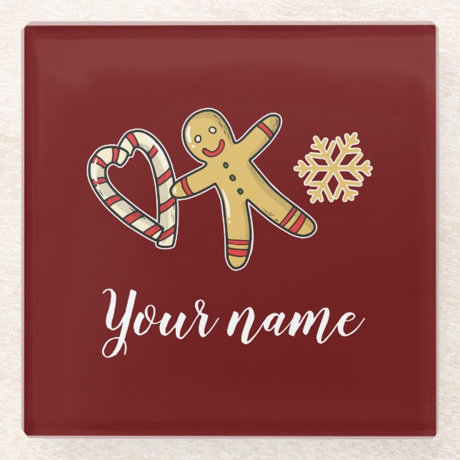 Dessous-de-verre En Verre Gingerbreadman Love (Devant)