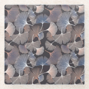 Dessous-de-verre En Verre Ginkgo feuilles : élégant motif naturel.