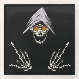 Dessous-de-verre En Verre Glacière Totenkopf, Skelett