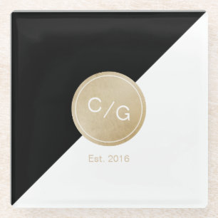 Dessous-de-verre En Verre Glam blush faux parties scintillant rose or callig