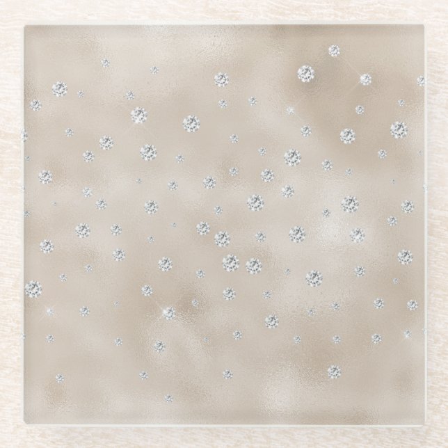 Dessous-de-verre En Verre Glam étincelle de champagne de diamants (Devant)