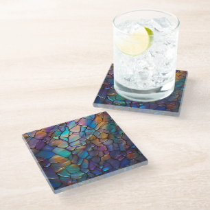 Dessous-de-verre En Verre Glam Iridescente Opal Gemstone Tissu