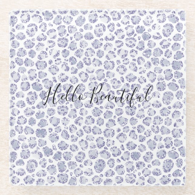Dessous-de-verre En Verre Glam Lavender Lilac Purple Empreinte de léopard Pa (Devant)
