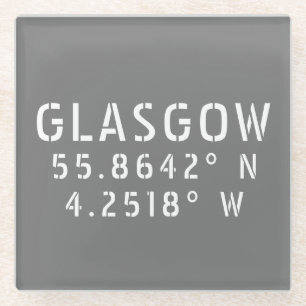 Dessous-de-verre En Verre Glasgow Écosse Latitude & Longitude