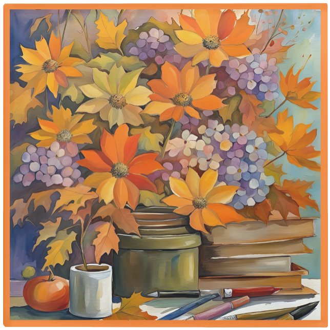 Dessous-de-verre En Verre Glass COASTER - Golden Shades of Orange & Violet (Créateur téléchargé)