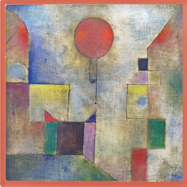 Dessous-de-verre En Verre GLASS COASTER - "Red Balloon" by Artist Paul Klee (Créateur téléchargé)