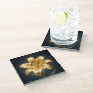 Dessous-de-verre En Verre Glowing golden lily flower