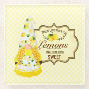 Dessous-de-verre En Verre Gnome fille mignonne et citrons