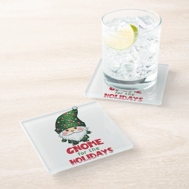 Dessous-de-verre En Verre Gnome Pour Les Vacances Drôle & Adorable Noël (Incliné)