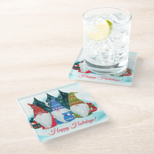 DESSOUS-DE-VERRE EN VERRE GNOMES