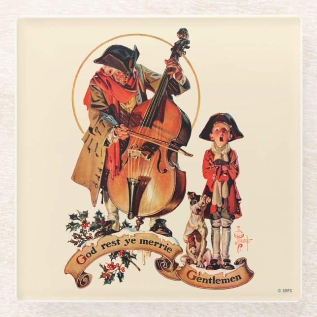 Dessous-de-verre En Verre God Reest Ye Merrie Messieurs (Devant)
