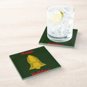 Dessous-de-verre En Verre Gold Bell Abstrait Dessous de verre vert foncé