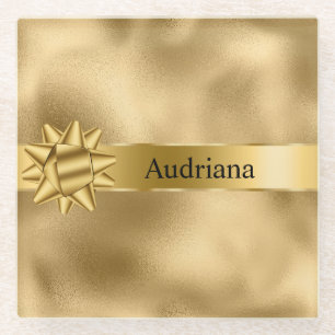 Dessous-de-verre En Verre Gold Glam Ribbon et Bow Christmas