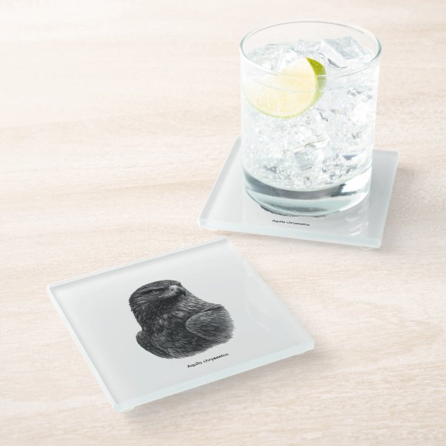 Dessous-de-verre En Verre Golden Eagle Black & White (Incliné)