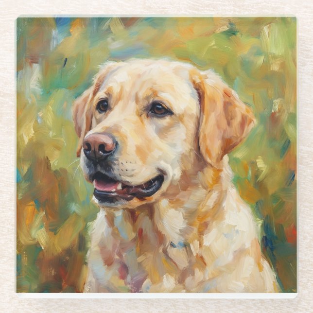 Dessous-de-verre En Verre Golden Retriever Glass Coasters for Dog Lovers (Devant)