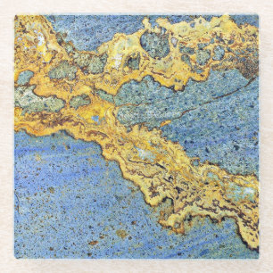 Dessous-de-verre En Verre Golden Strata Pierre Bleu Moderne