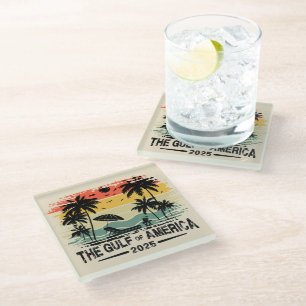 Dessous-de-verre En Verre Golfe d'Amérique conception patriotique vintage-am