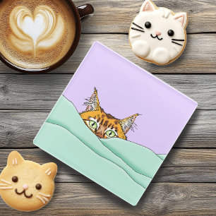 Dessous-de-verre En Verre Good Morning Orange Cat Funny