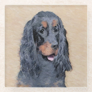 Dessous-de-verre En Verre Gordon Setter Peinture - Joli art original chien