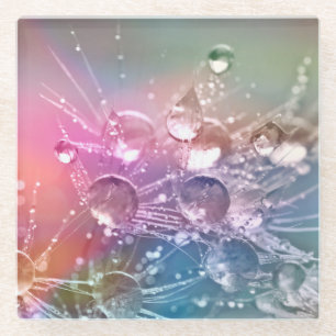 Dessous-de-verre En Verre Gouttes d'eau arc-en-ciel scintillantes