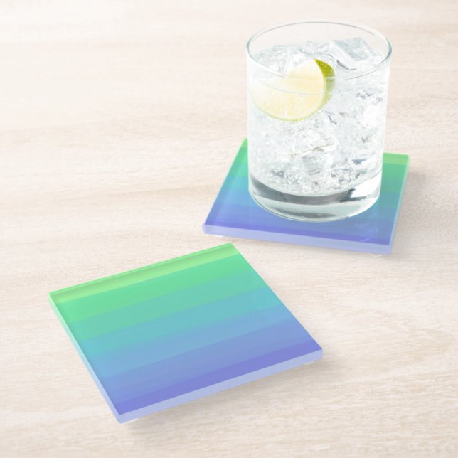 Dessous-de-verre En Verre Gradient des verts et des bleus clairs (Incliné)