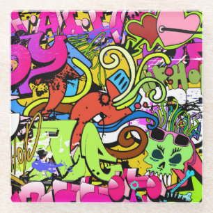 Dessous-de-verre En Verre Graffiti Art : Hip-Hop Style Arrière - plan
