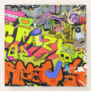 Dessous-de-verre En Verre Graffiti urbain : mur d'art Vintage